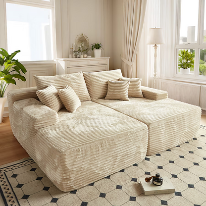 Instant Deal! 81" Modern Beige Sectional Sofa