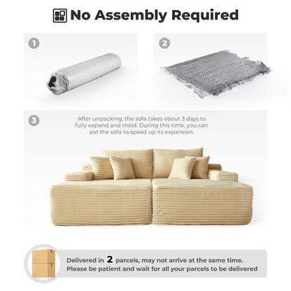 Instant Deal! 81" Modern Beige Sectional Sofa