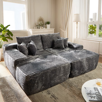 Instant Deal! 81" Modern Beige Sectional Sofa